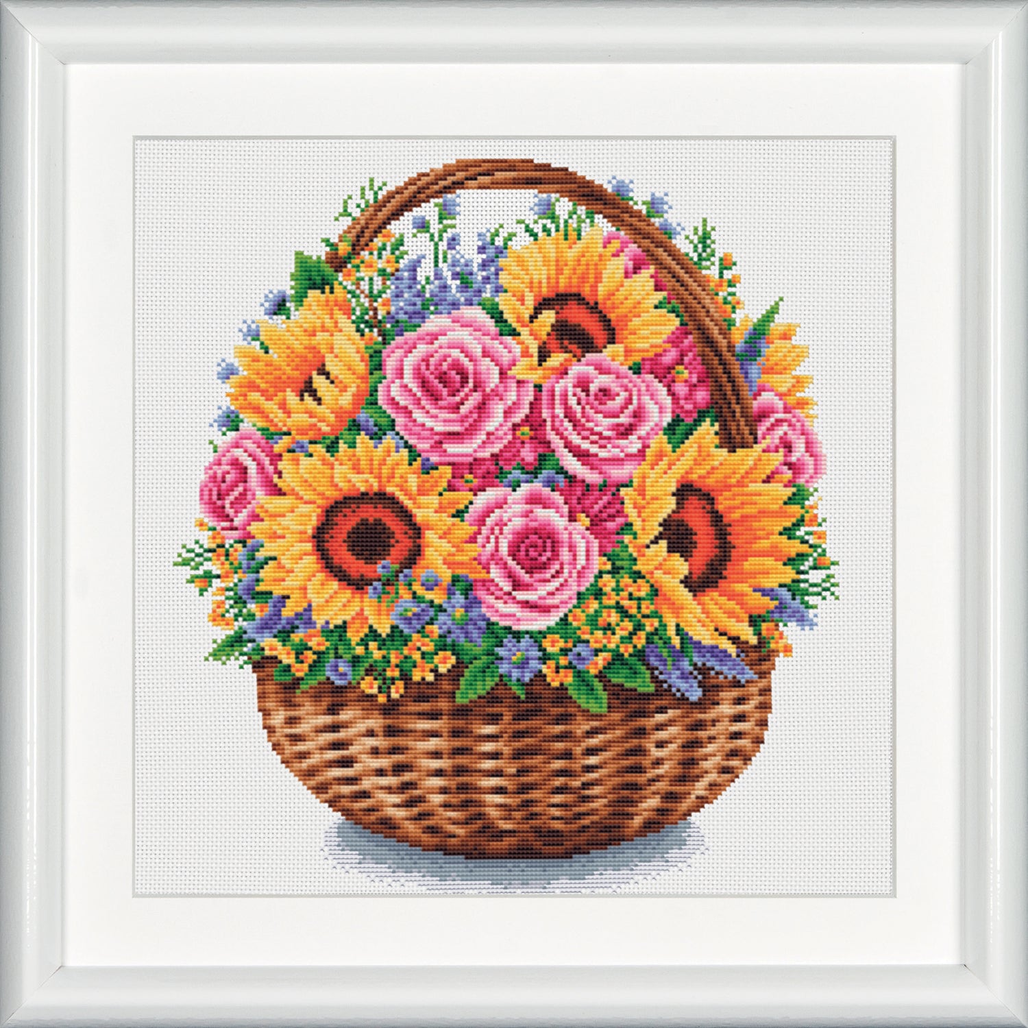 Decorate your home with a plethora of colors from this bright floral embroidery design. The pink and yellow nicely sync with blue and brown colors. With this rich finesse, this embroidered design can become a color accent in your interior. DSB cross stitch kits have easy to follow design charts and contain all items needed to facilitate embroidery without hassle. To cater to both beginners as well as advanced stitching artists.